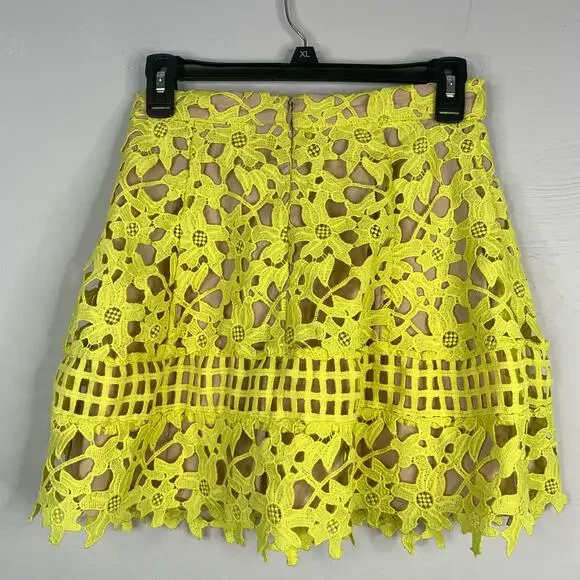 Lovers + Friends Yellow Floral Crochet Lace Skirt - Picture 7 of 8